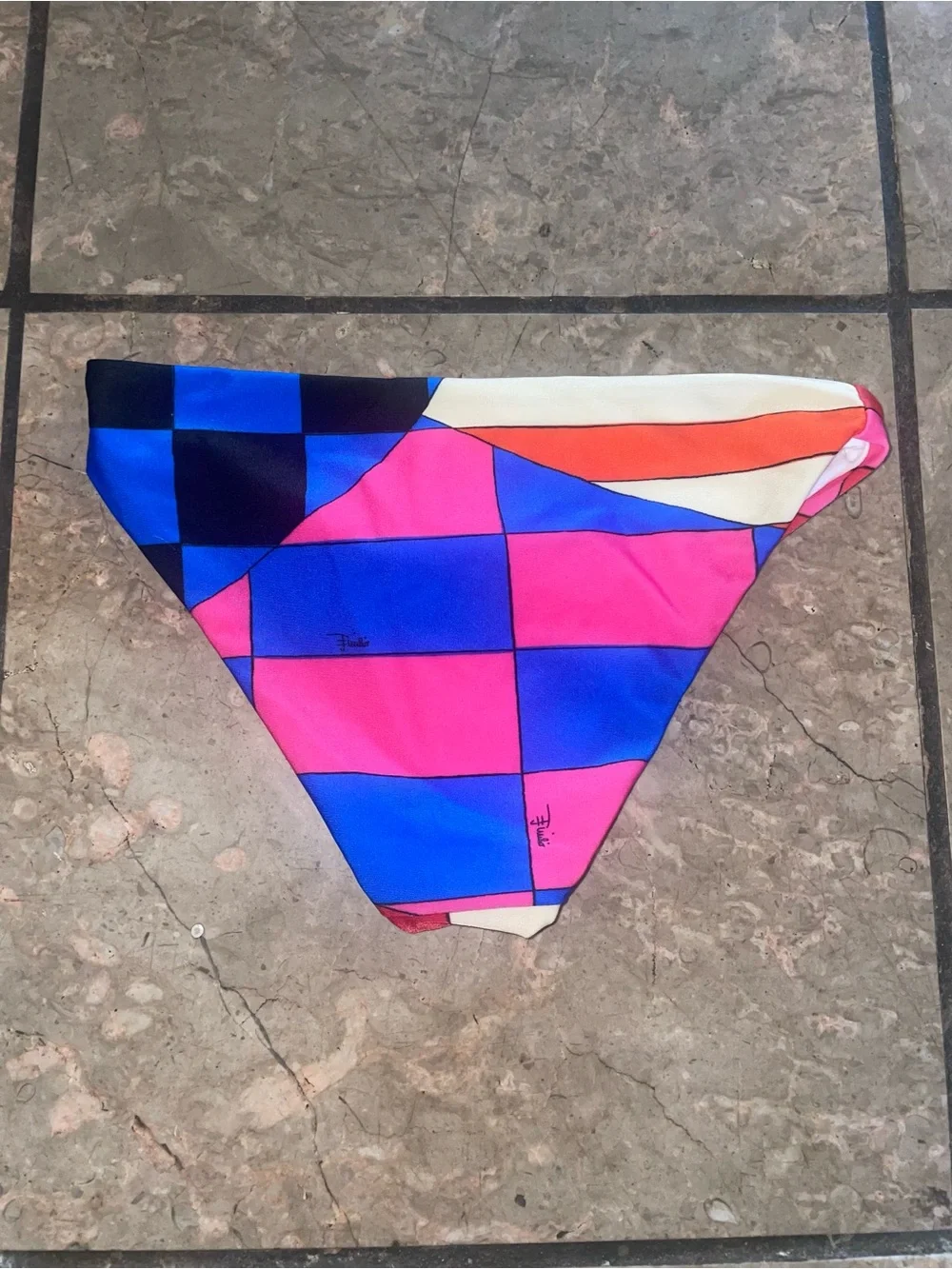 New! Emilio Pucci Kids Girls Pink Red Checkerboard Bikini Swim Bottom ❤️ 6Y